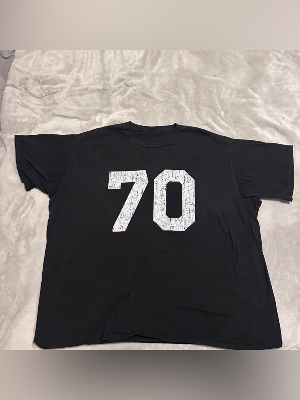 Black Men's Graphic Tee with White '70' Print